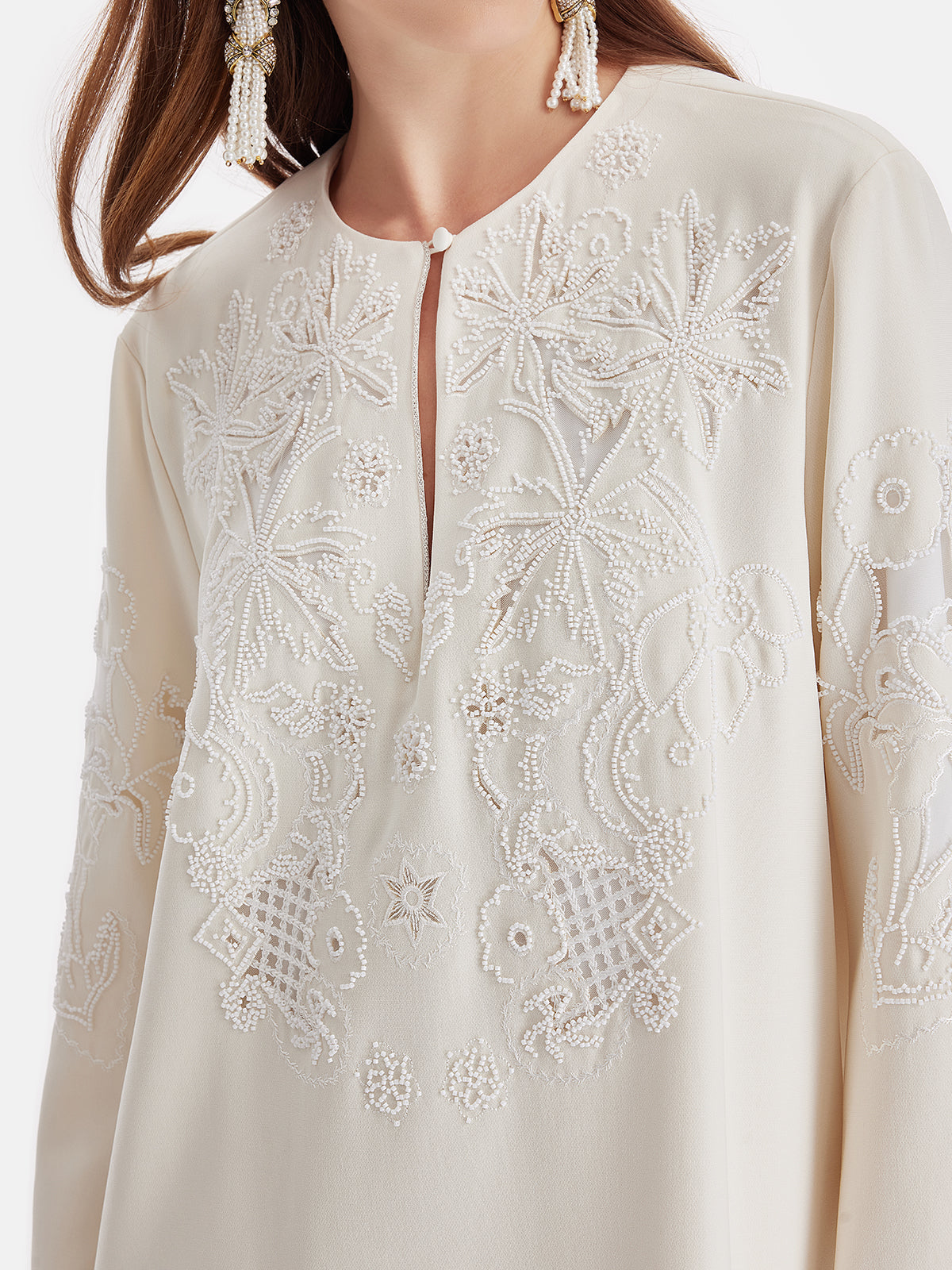 Baroque Embroidered V-Neck Dress