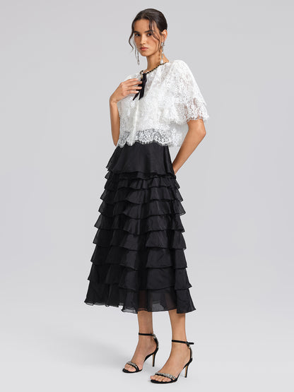 Lace Bow Tie French Style Blouse(Camisole Included)