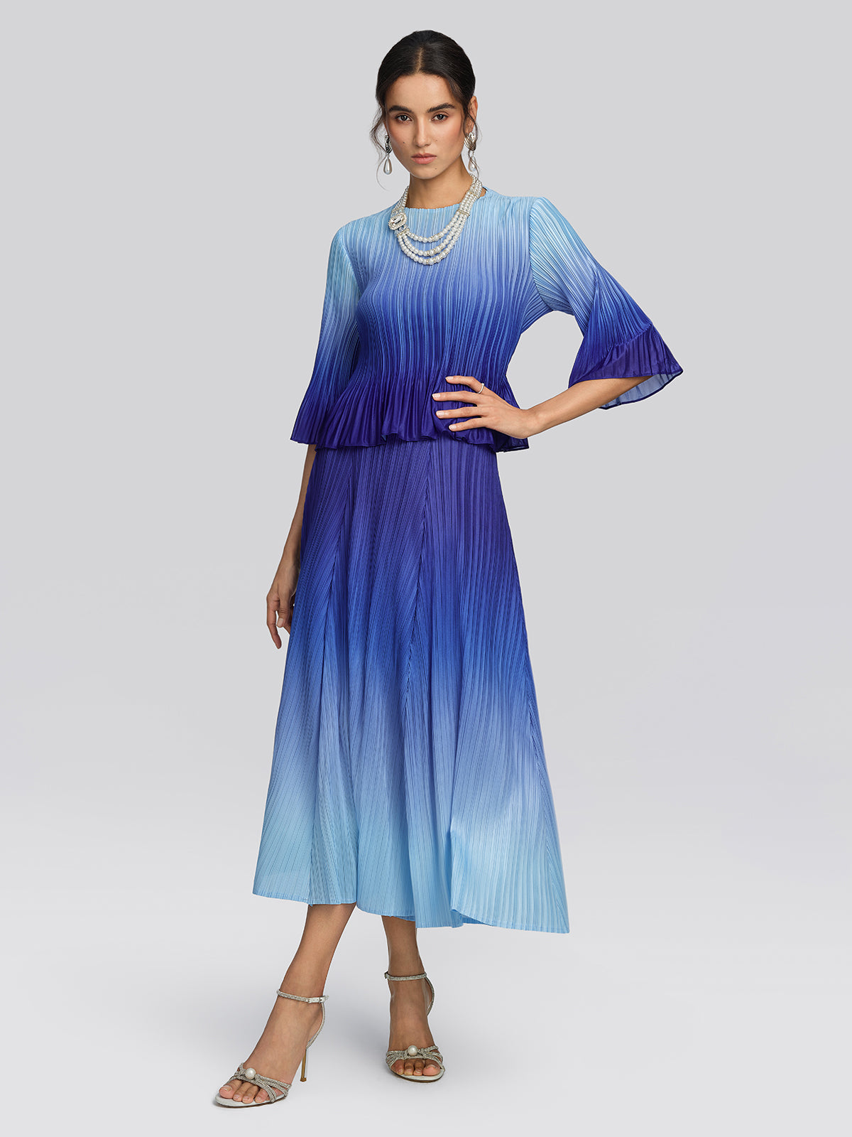 Pleated High-Waisted Gradient Set