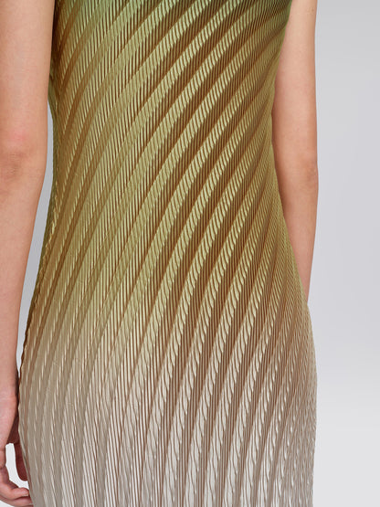 Sleeveless Ombre Pleated Stretch Dress
