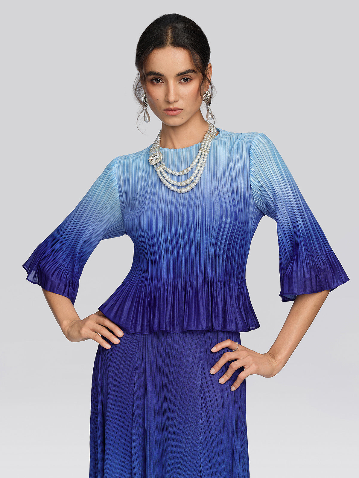 Pleated High-Waisted Gradient Set