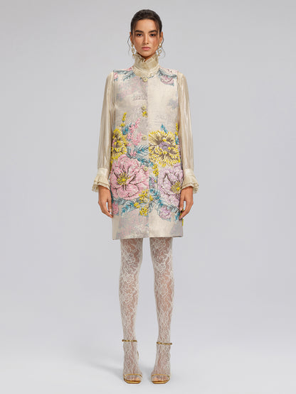 Hand-Sewn Jacquard Floral Beaded Vest