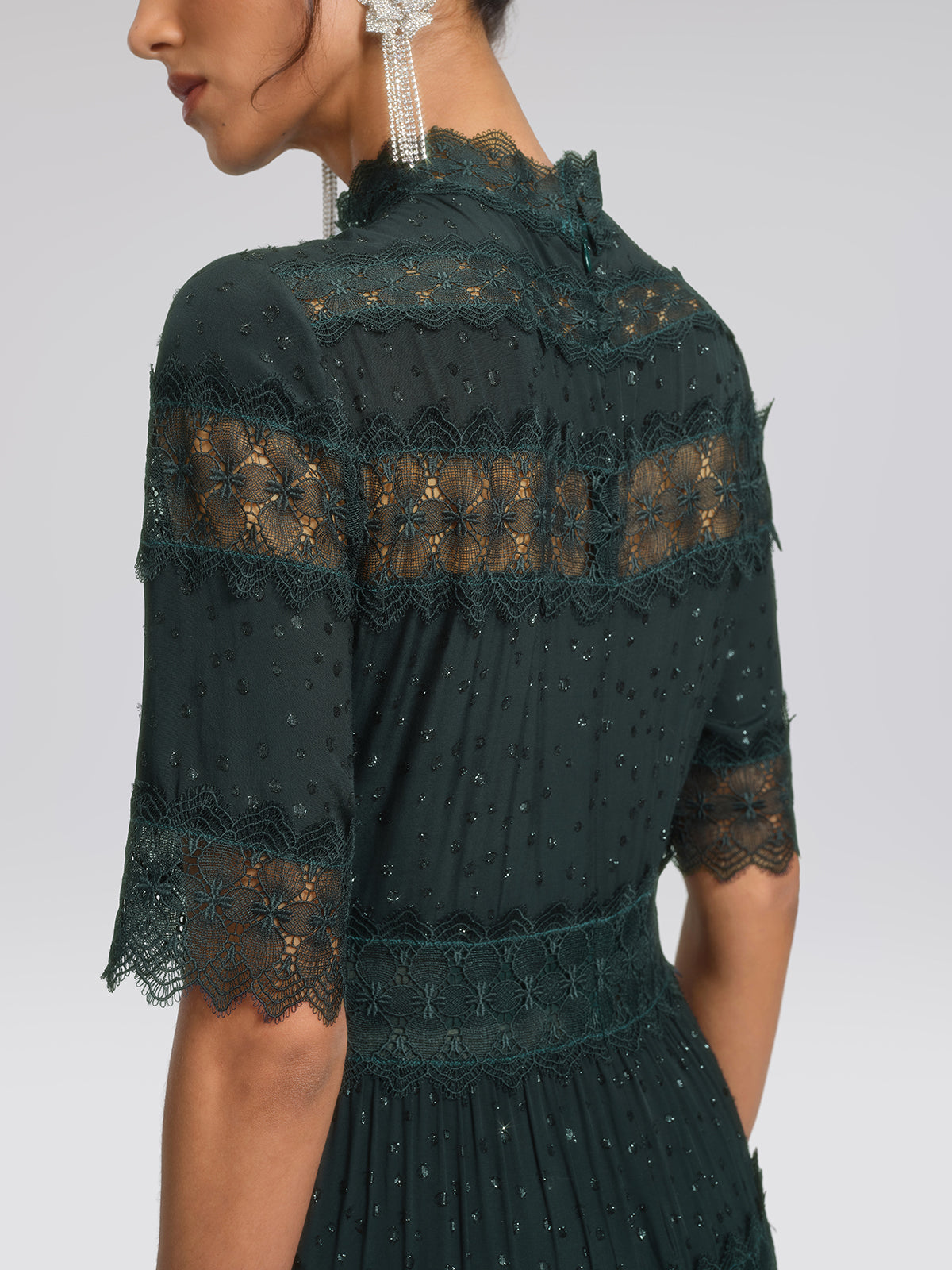 French Lace Panel Ruffle Dress