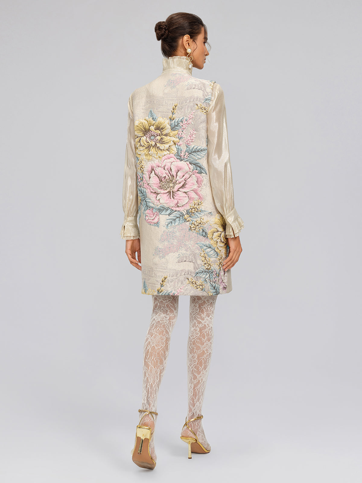 Hand-Sewn Jacquard Floral Beaded Vest