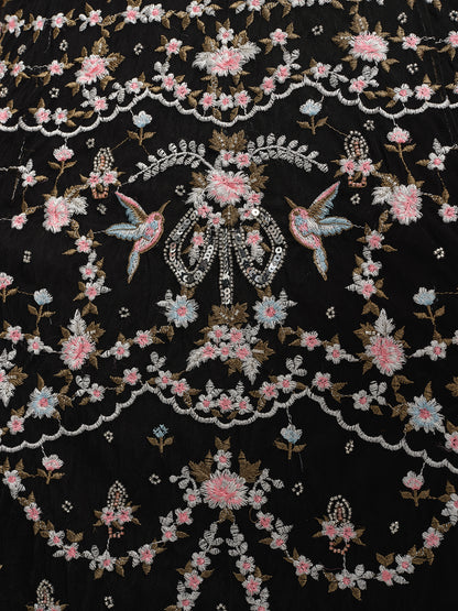 Embroidered Floral Ruffled Tulle Dress