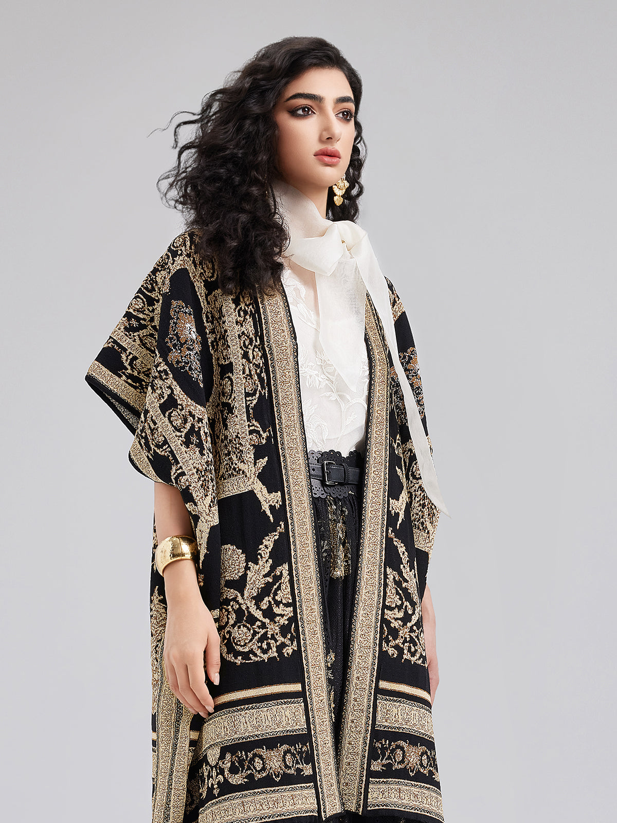 Final Sale | Regal Knit Jacquard Cardigan