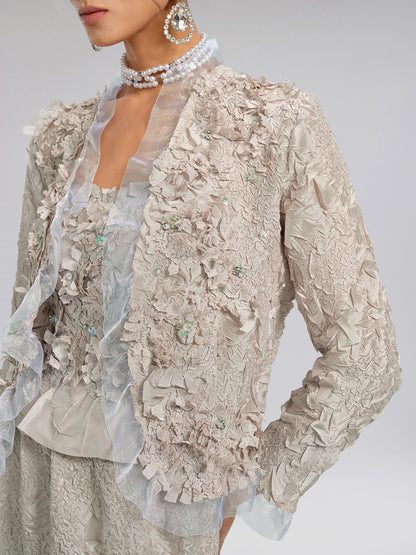 Champagne Pleated Texture Beaded Set