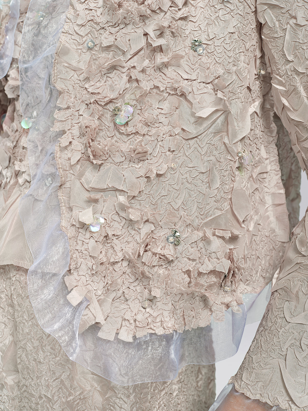 Final Sale | Champagne Pleated Texture Beaded Set