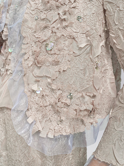 Champagne Pleated Texture Beaded Set