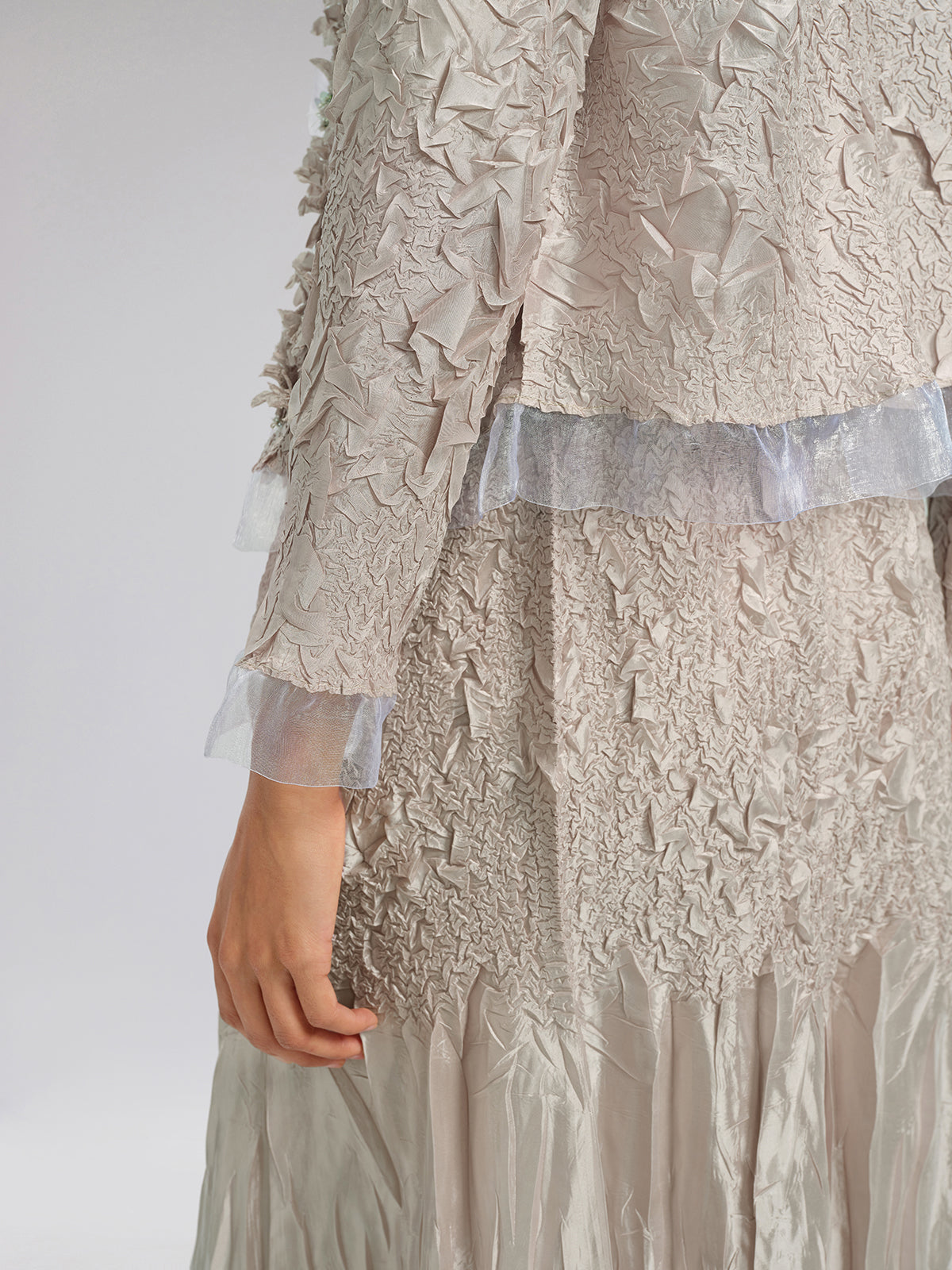 Final Sale | Champagne Pleated Texture Beaded Set