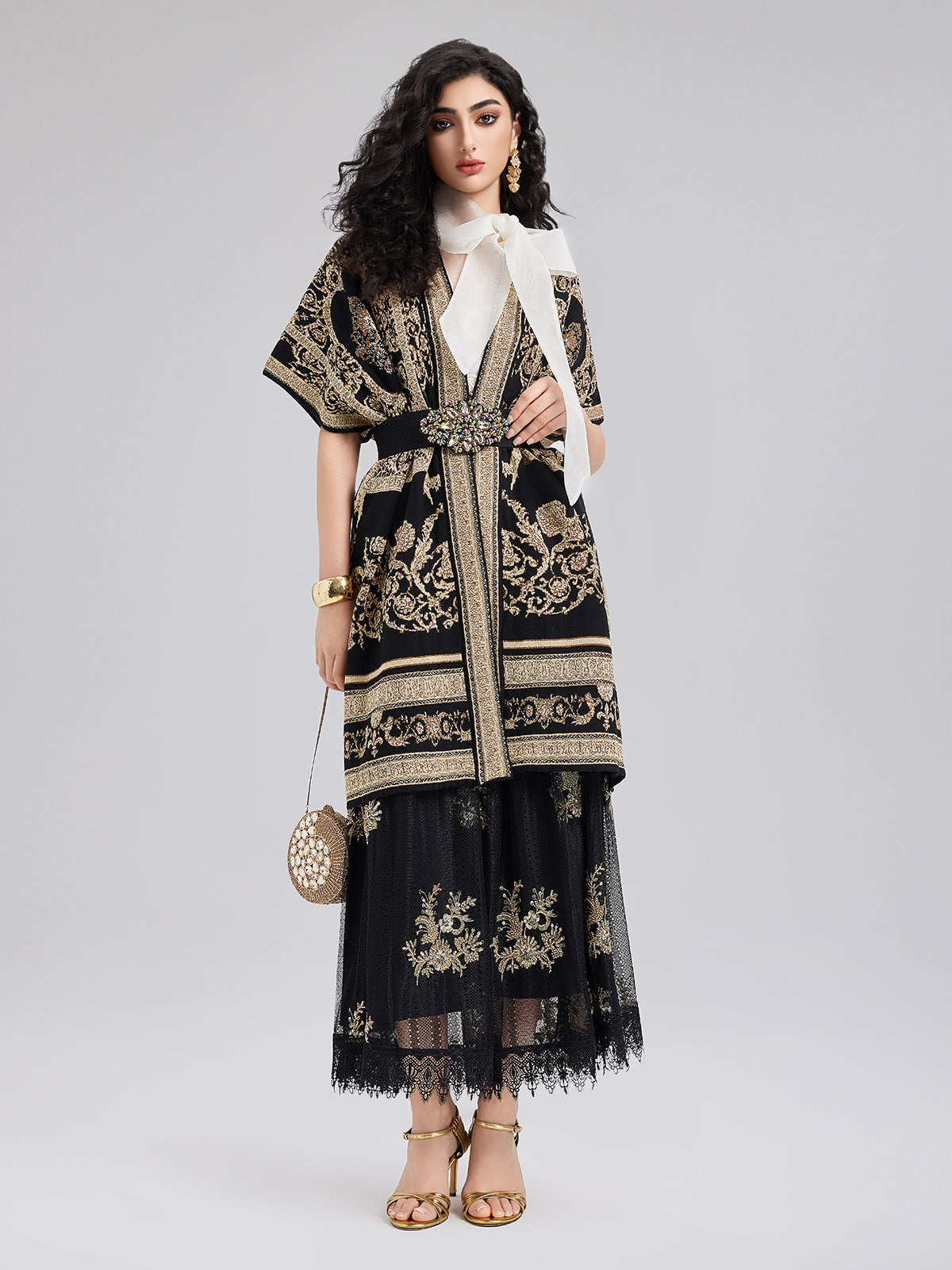 Final Sale | Regal Knit Jacquard Cardigan