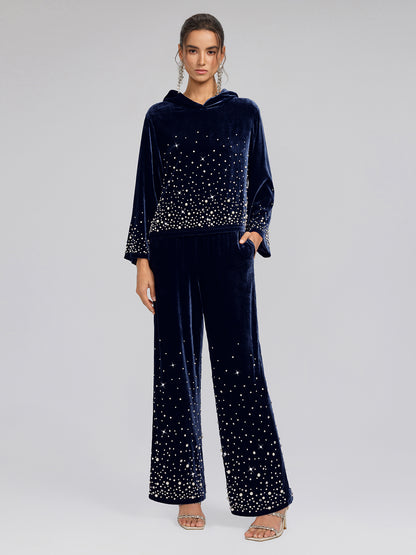 Silk Velvet Beaded Lounge Pants