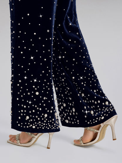 Silk Velvet Beaded Lounge Pants