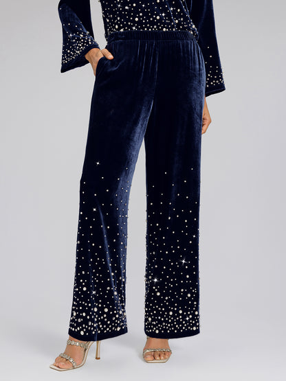 Silk Velvet Beaded Lounge Pants