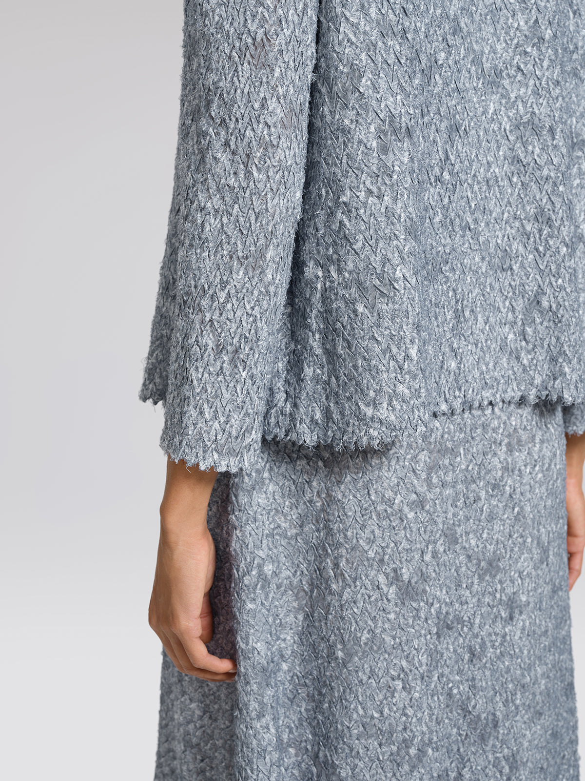 Textured Pleated Lapel Blazer Dress Set