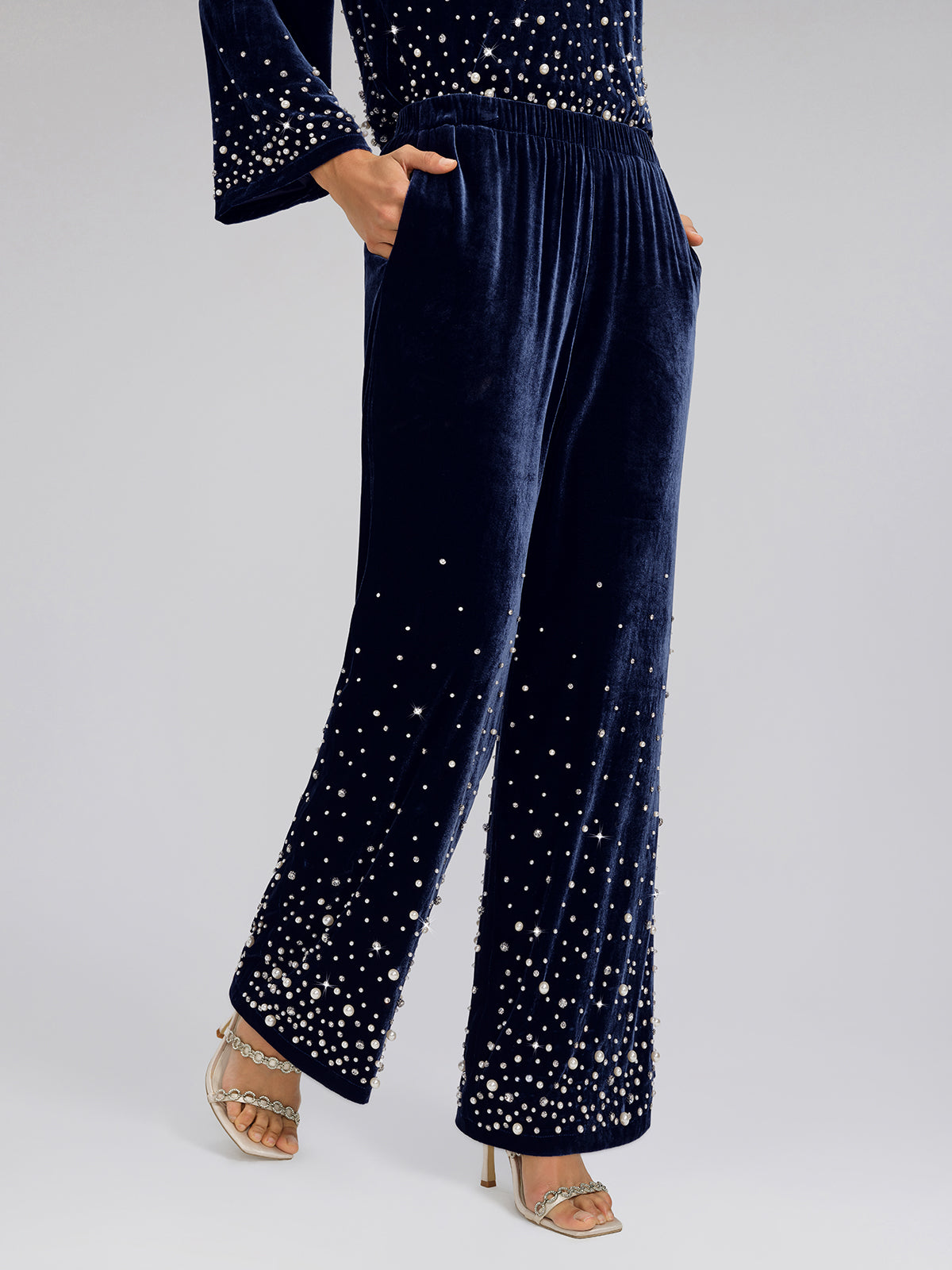 Silk Velvet Beaded Lounge Pants