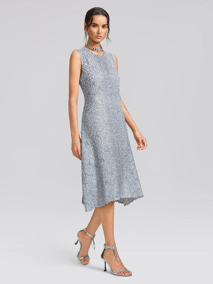 Textured Pleated Lapel Blazer Dress Set