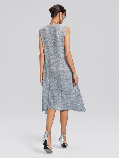 Textured Pleated Lapel Blazer Dress Set