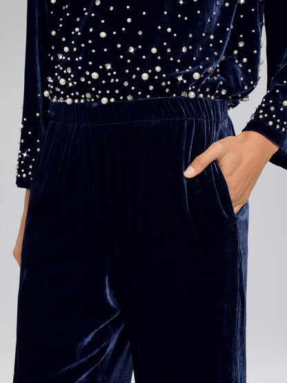 Silk Velvet Beaded Lounge Pants