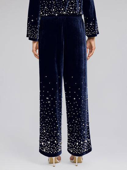 Silk Velvet Beaded Lounge Pants