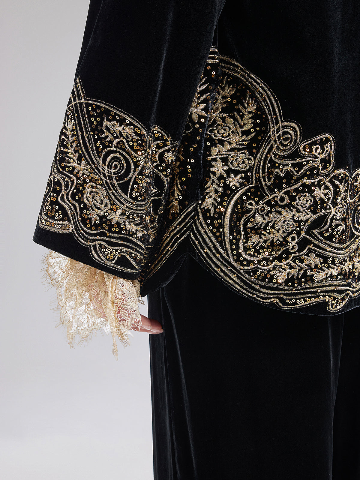 Final Sale | Luxe Velvet Embroidered Set (Belt Not Included)