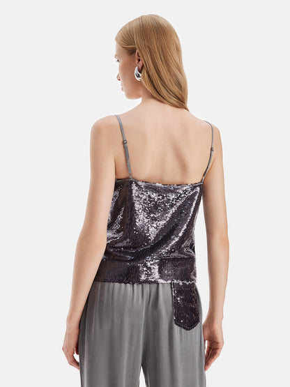 Starlit Sequin Draped Cami Top