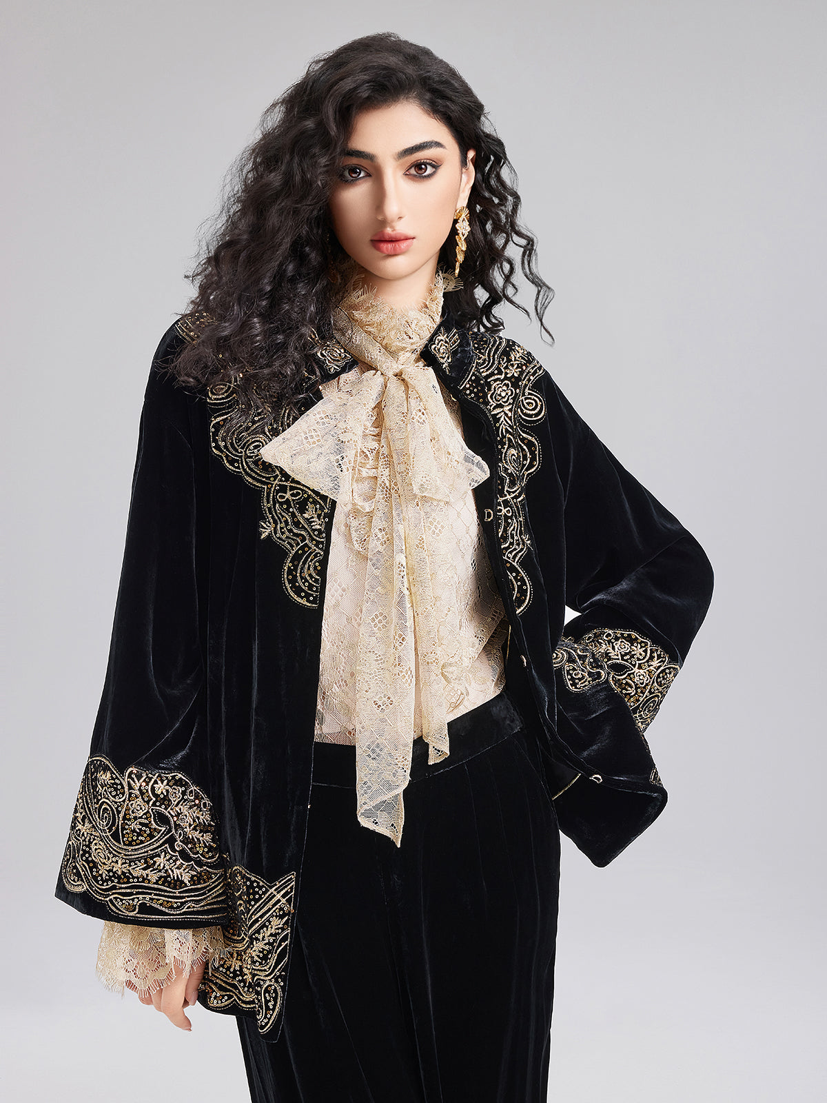 Final Sale | Luxe Velvet Embroidered Set (Belt Not Included)