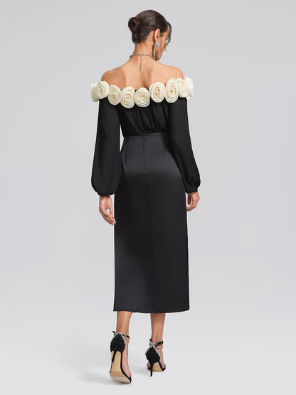 Pleated Off-Shoulder Floral Blouse
