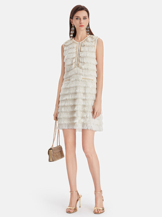 Layered Fringe Sleeveless Dress