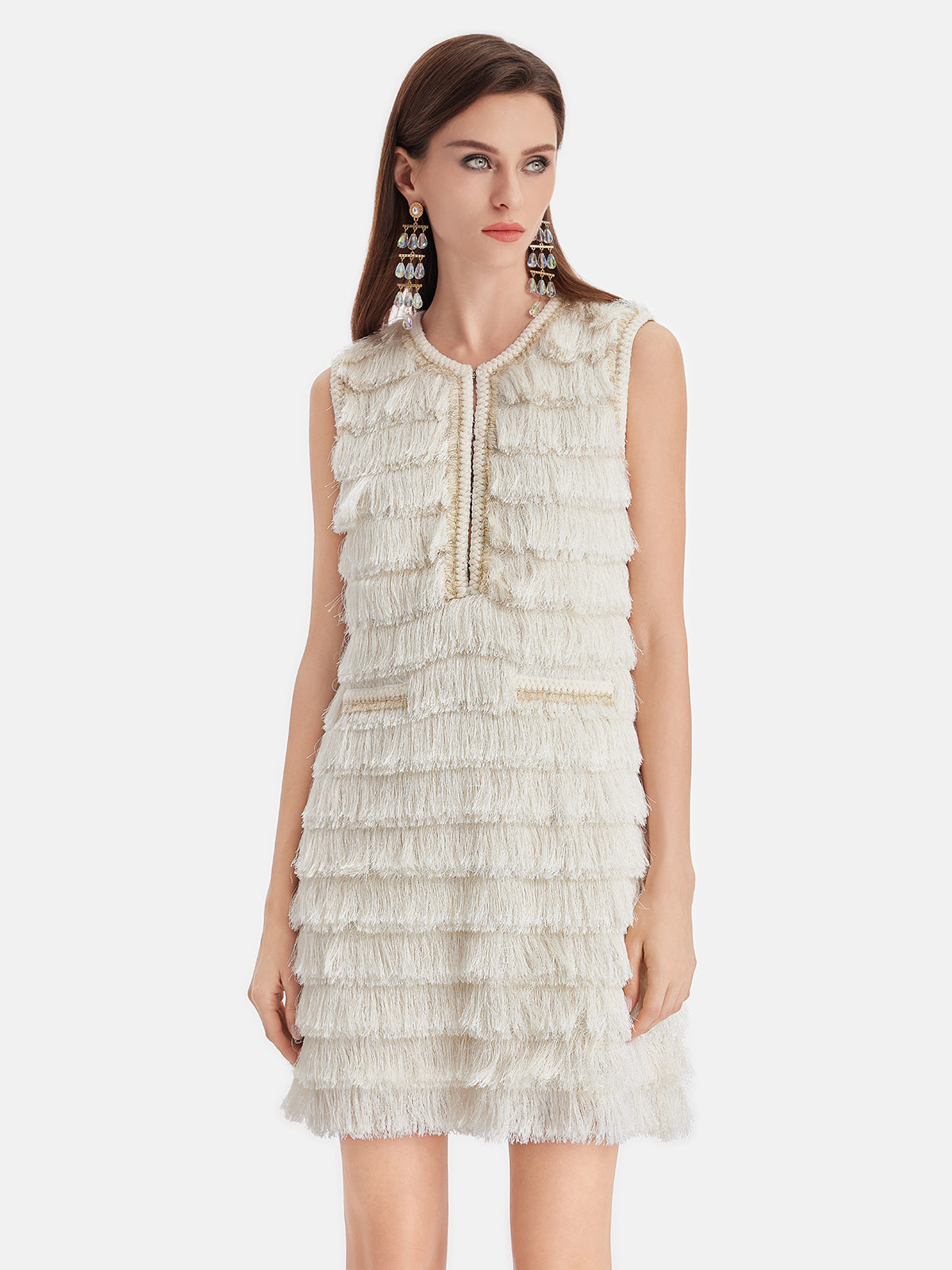 Layered Fringe Sleeveless Dress