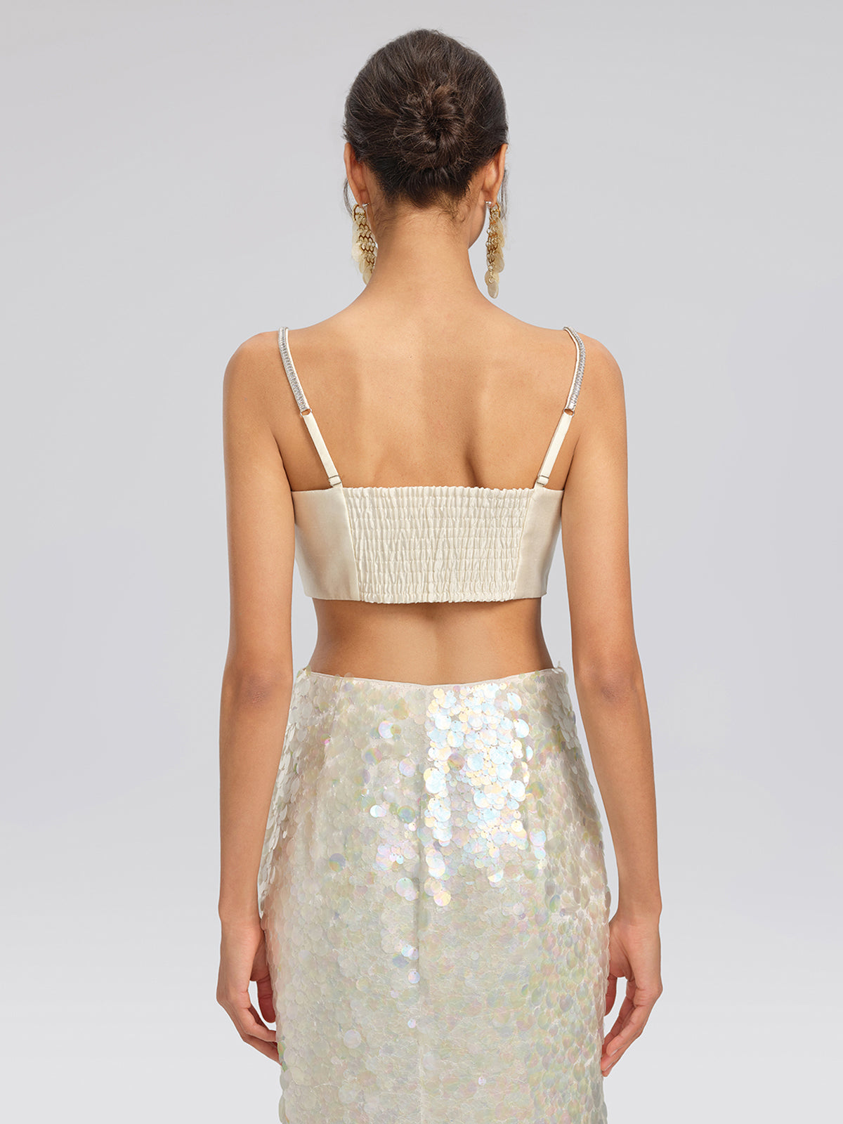 Hand-Beaded Rhinestone Bustier Top