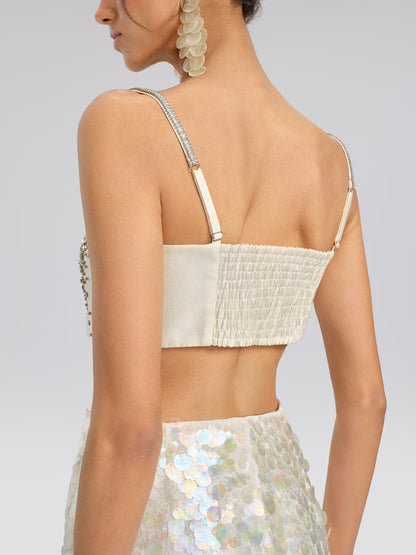 Hand-Beaded Rhinestone Bustier Top