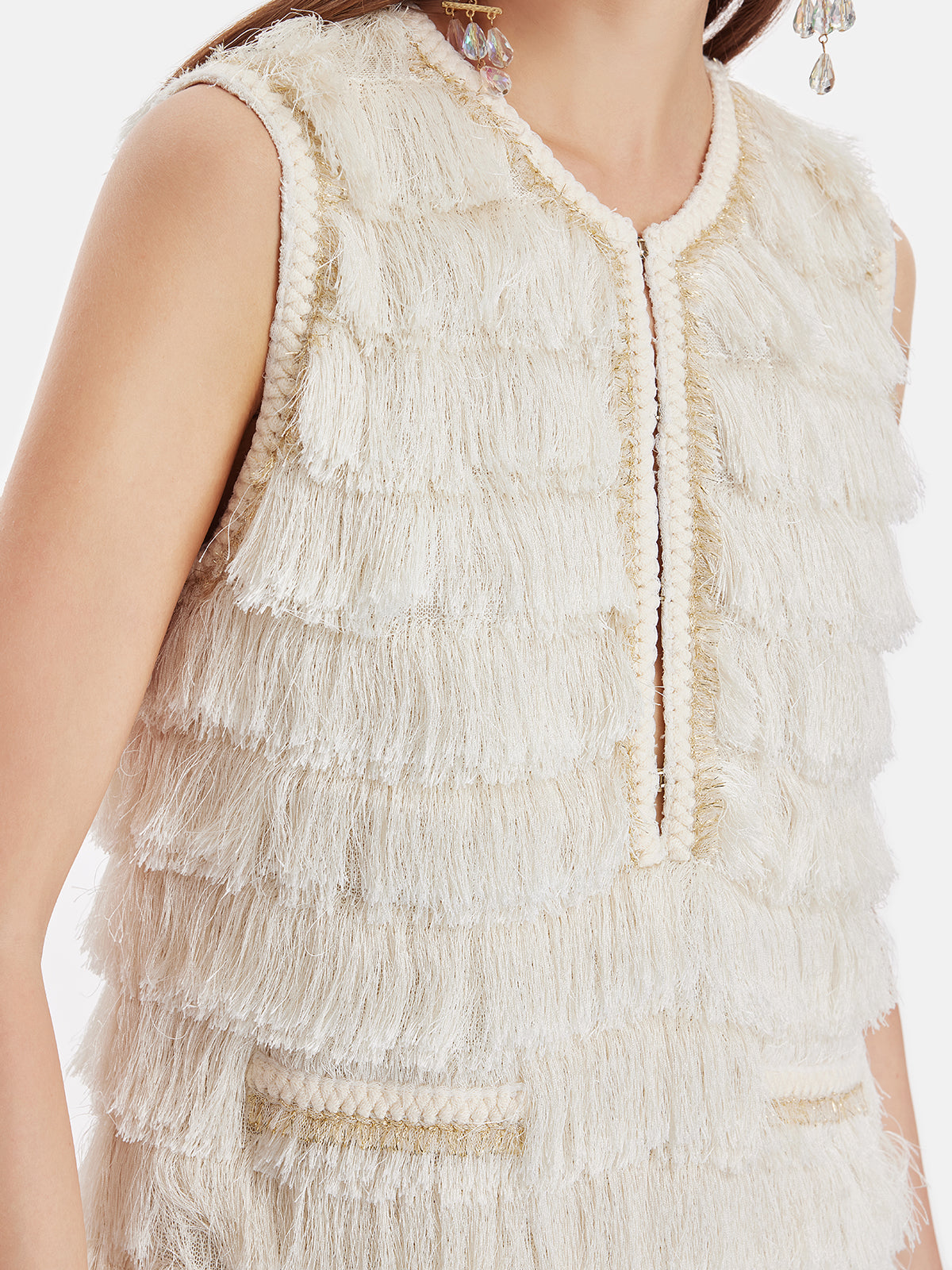 Layered Fringe Sleeveless Dress