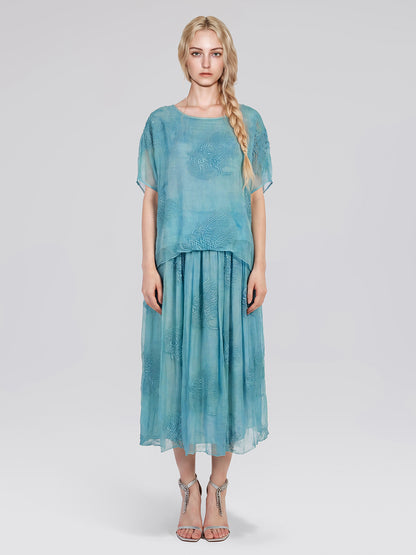 Color-Dyed Silk Floral Embroidered Set