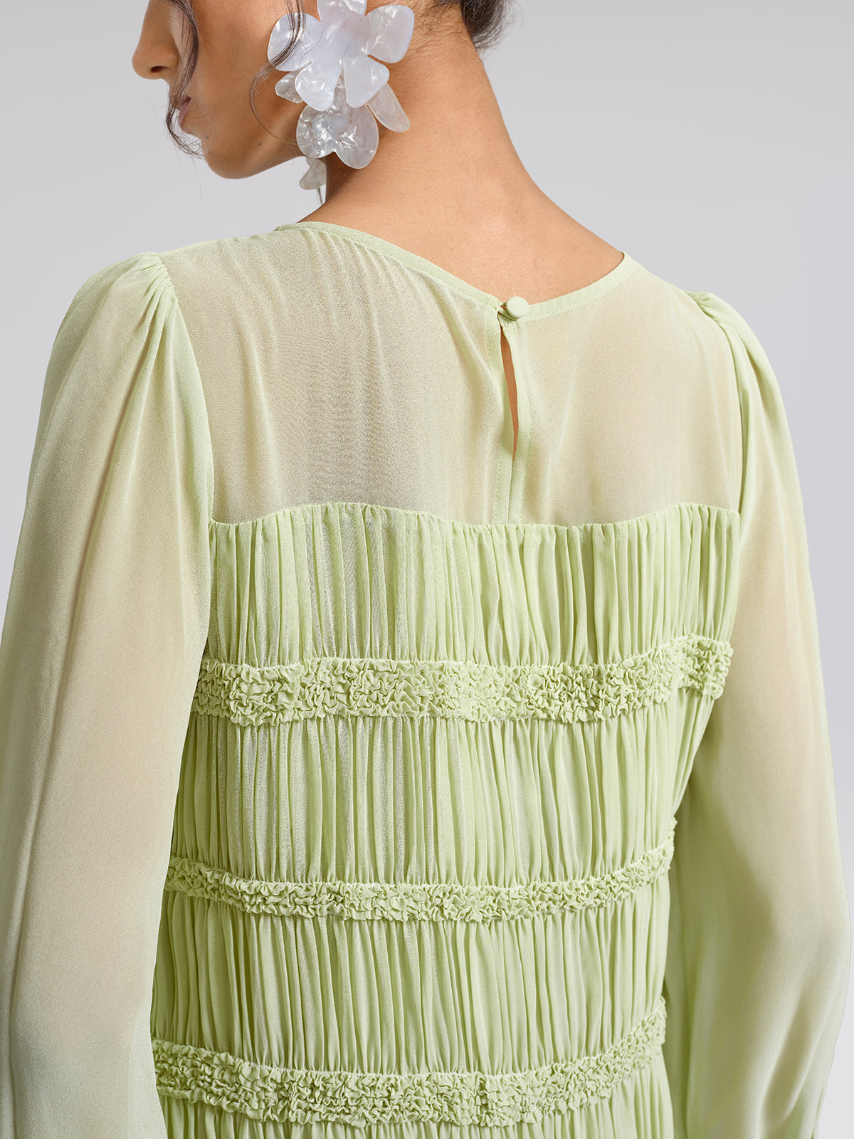 Smocked Pleated Dress (Belt Included)