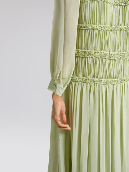Smocked Pleated Dress (Belt Included)