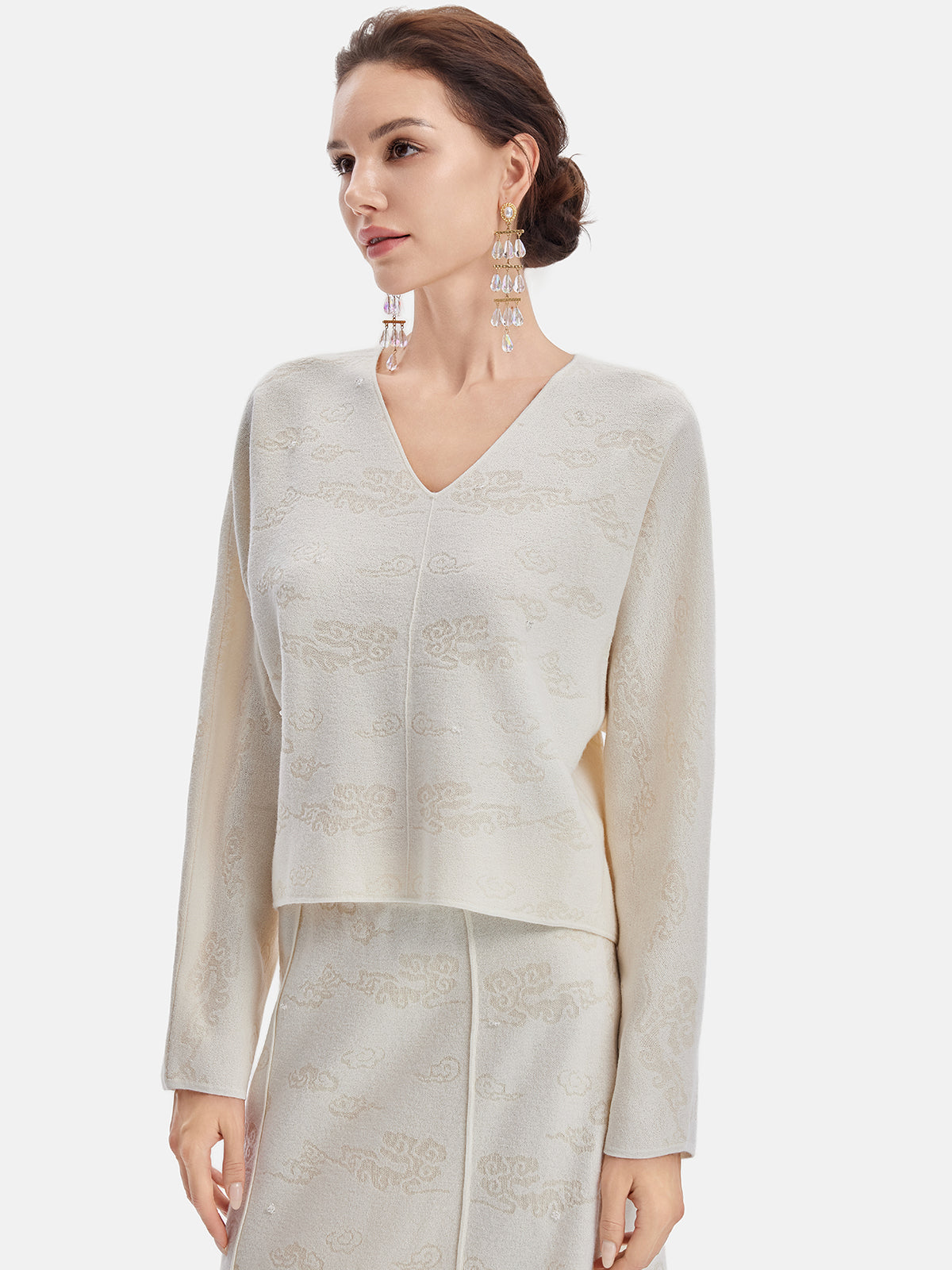 Cashmere Cloud Pattern Knit Top