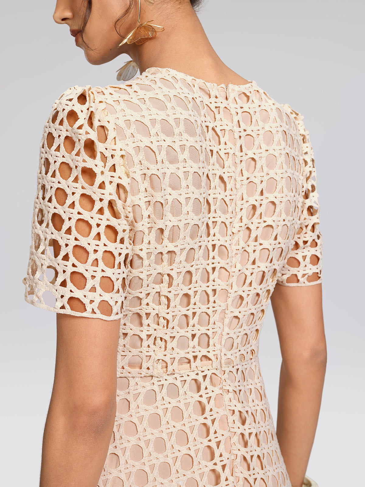 Embroidered Cutout A Line Dress