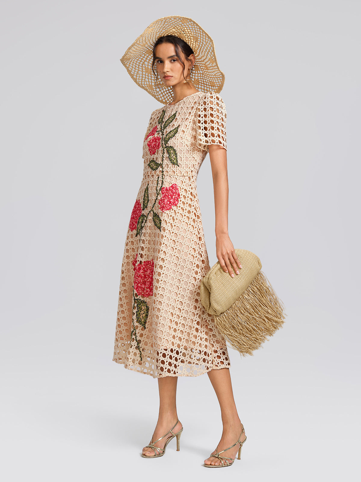 Women's Embroidered Floral Pattern Cutout A-Line Vacation Dress – RICHRADIQS
