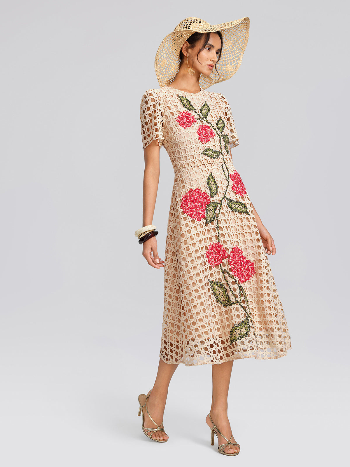 Women's Embroidered Floral Pattern Cutout A-Line Vacation Dress – RICHRADIQS