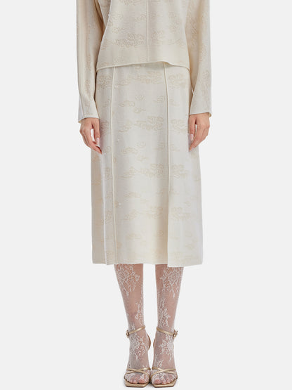 Cashmere Cloud Pattern Knit Skirt