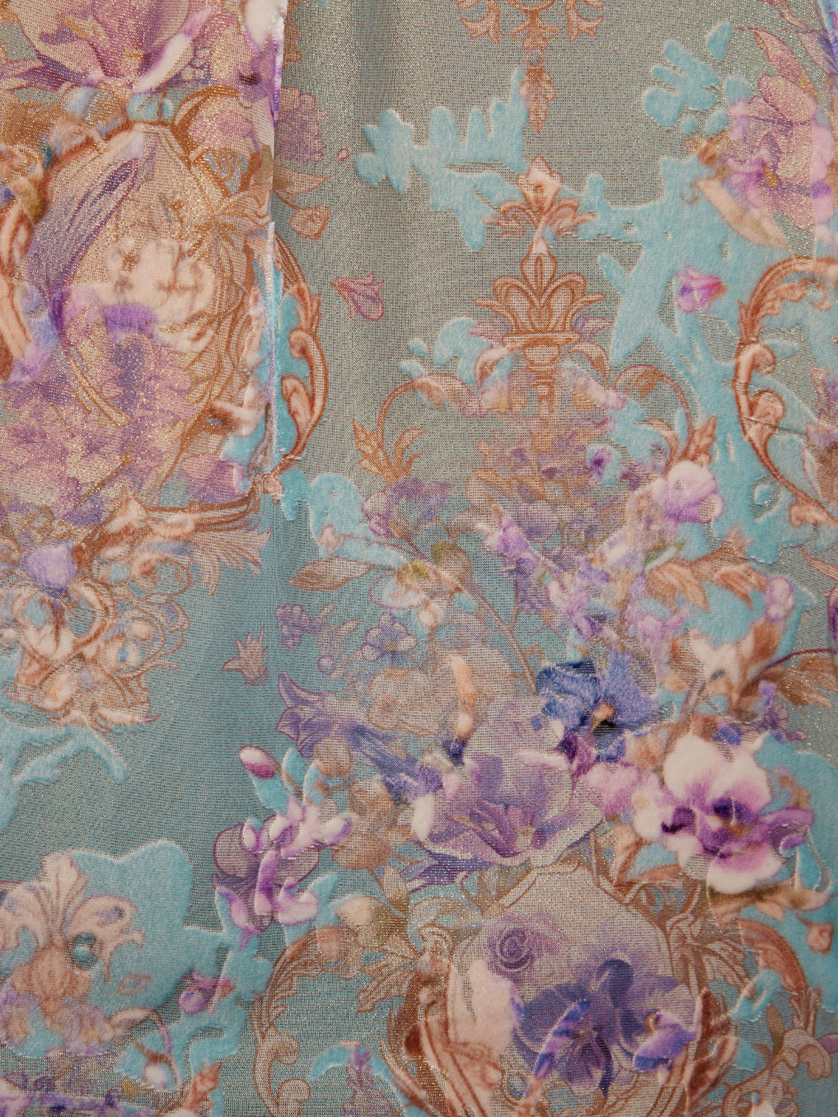 Silk Velvet Devoré Ribbon Bow Ruffle Blouse