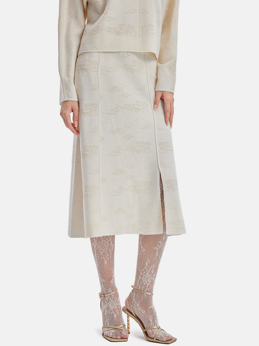 Cashmere Cloud Pattern Knit Skirt