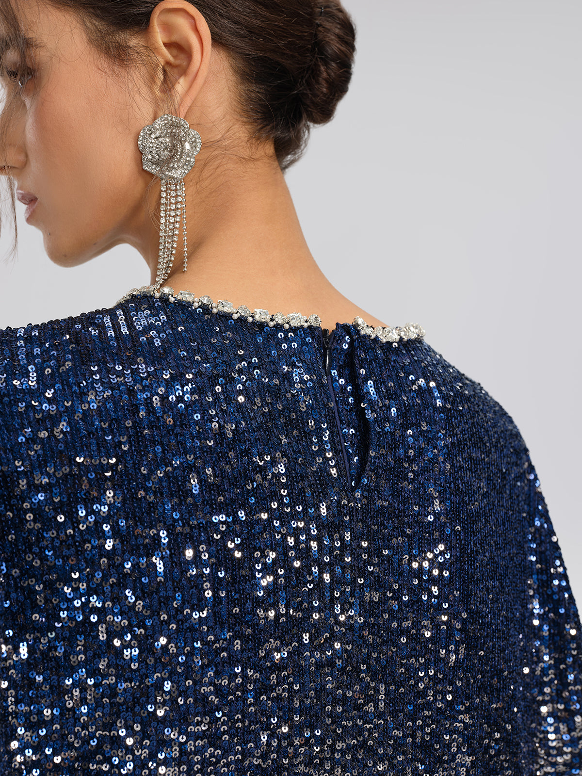 Gradient Sequin Cape Sleeve Dress (Belt Not Included)