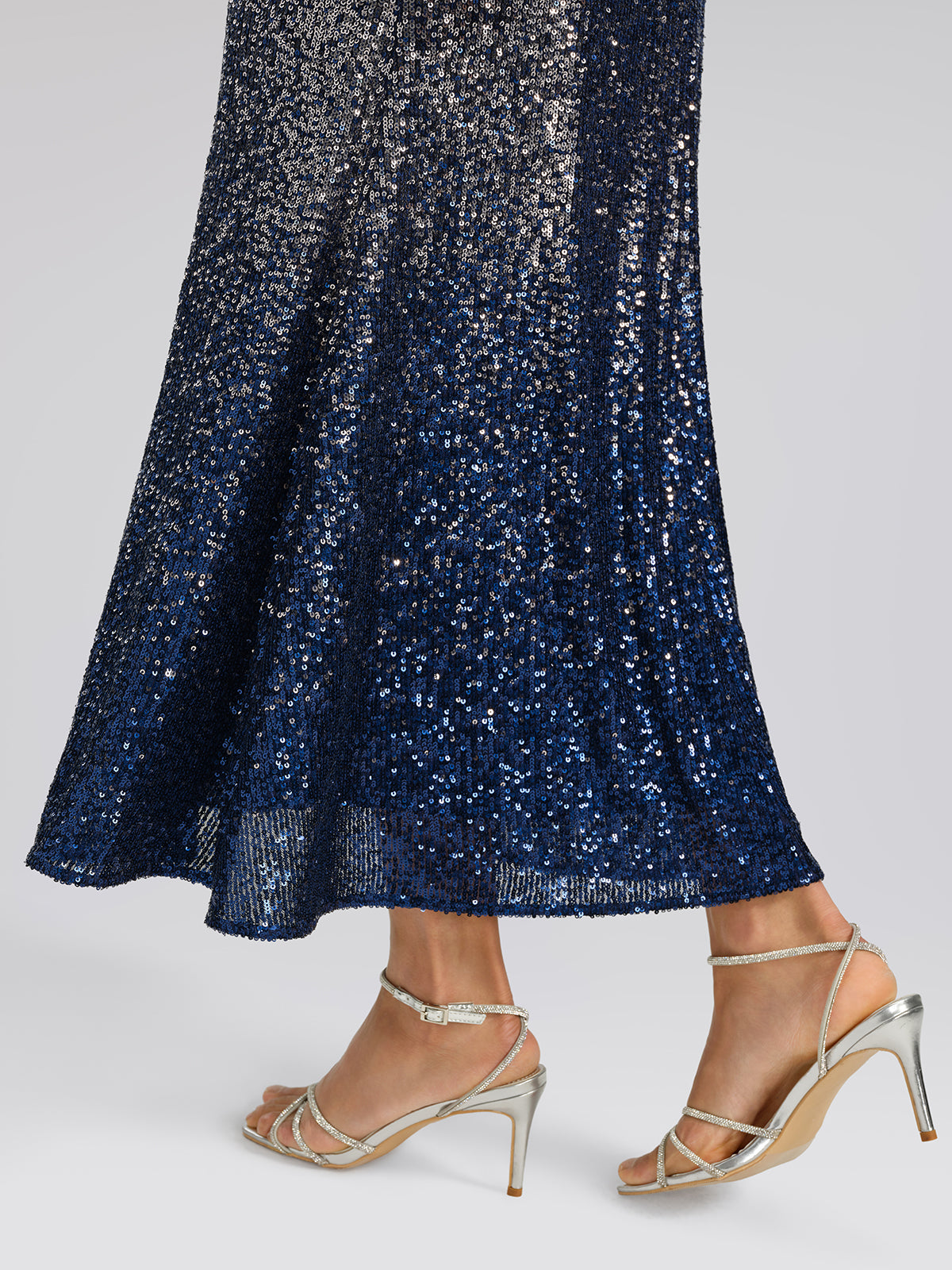 Gradient Sequin Cape Sleeve Dress (Belt Not Included)