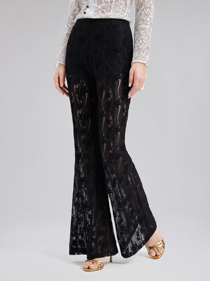 Lace Cutout Flared Pants