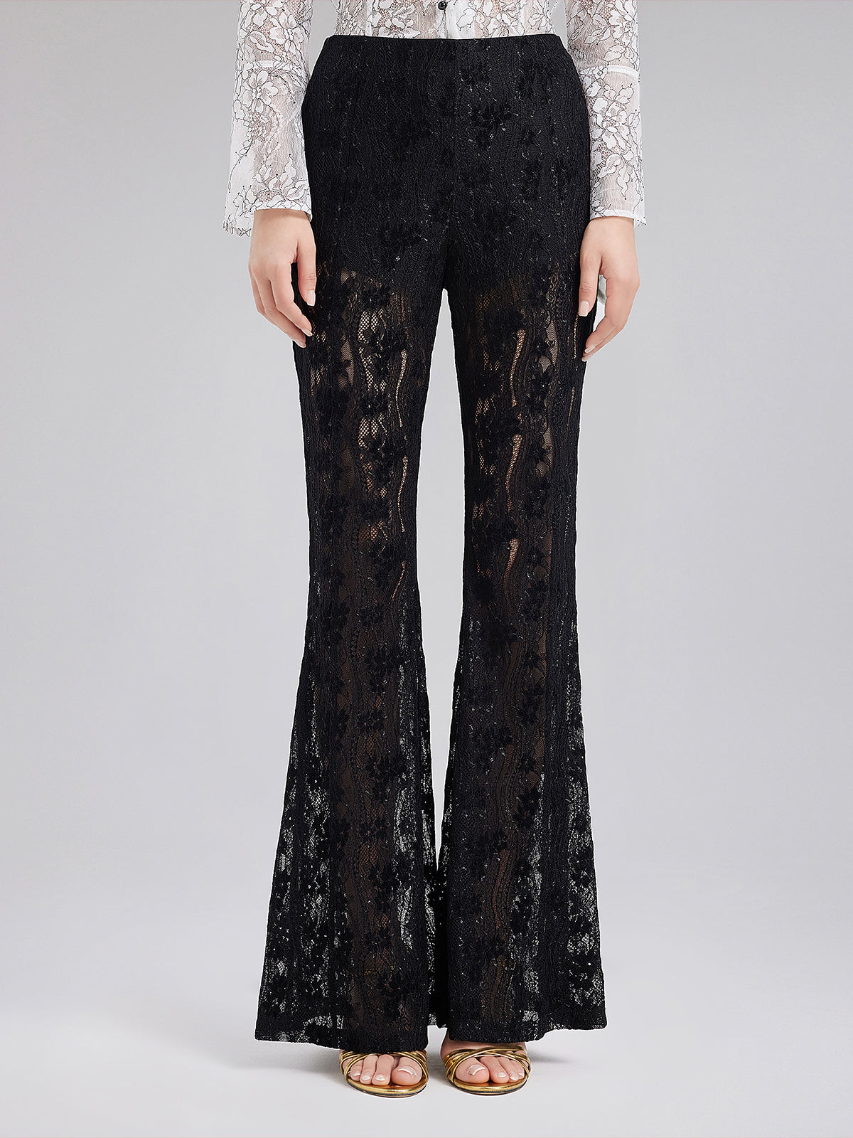 Lace Cutout Flared Pants