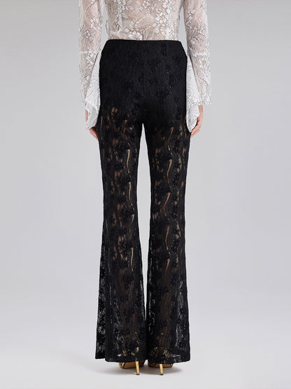 Lace Cutout Flared Pants