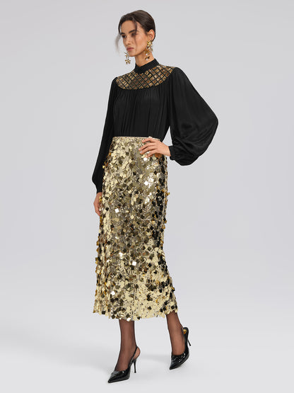 Gold Sequin Rock Skirt