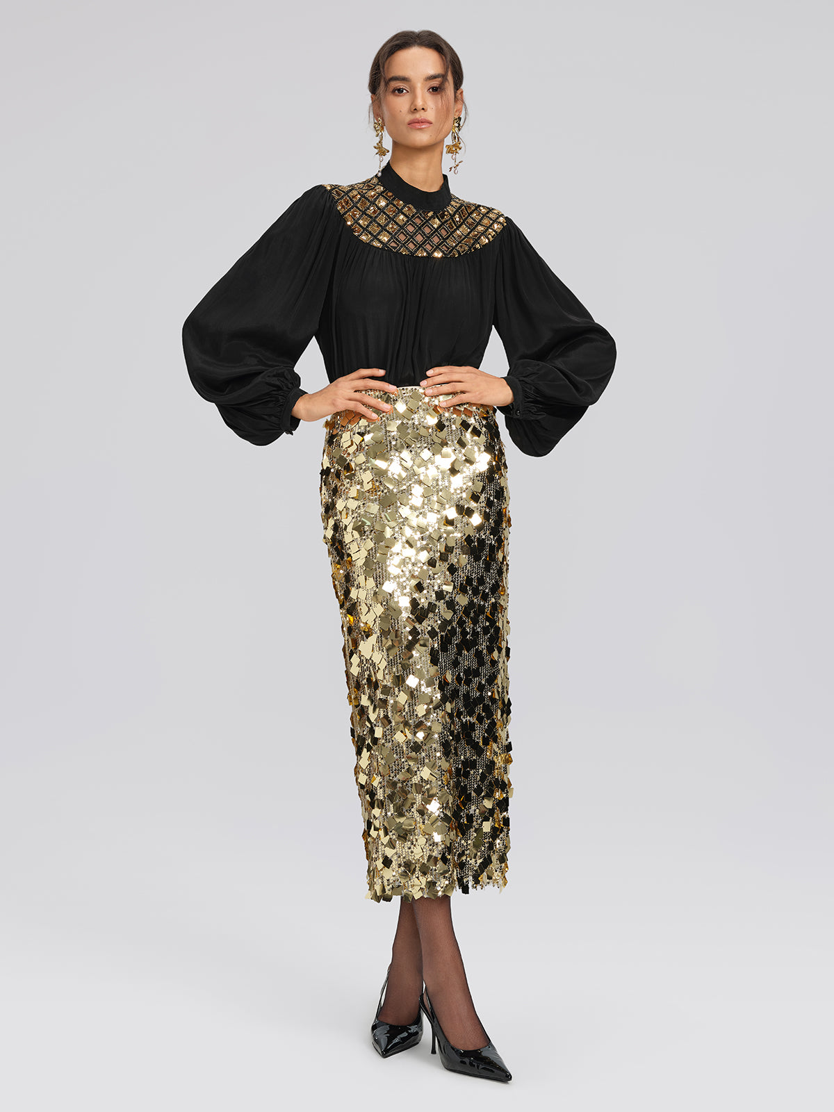 Gold Sequin Rock Skirt
